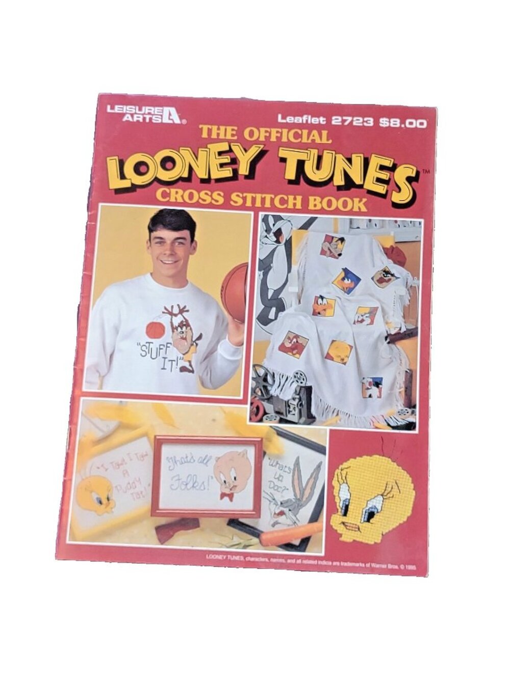 Official Looney Tunes Cross Stitch Book Leisure Arts Leaflet 2723 Bugs Taz 1995
